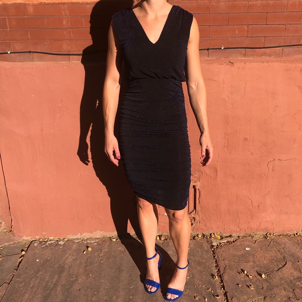 Alice + Olivia Blue Shimmer Cocktail Dress